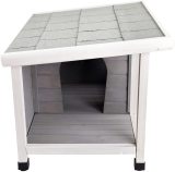 Petsfit Outdoor Wooden Dog House for Small Dogs, Light Grey, Small/33.6  L x 24.7  W x 23  H