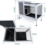Petsfit Rabbit Hutch Indoor Bunny Cage with Pull Out Tray, Guinea Pig Cage Hutch Outdoor