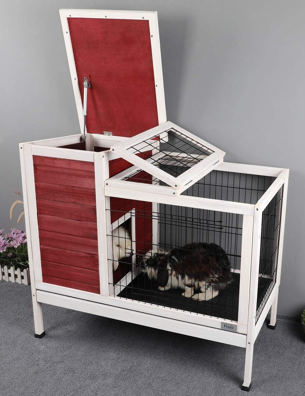 US 154.99 Petsfit Rabbit Hutch Indoor Bunny Cage with Pull Out Tray, Guinea Pig Cage Hutch