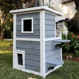 Petsfit 2-Story Weatherproof Outdoor Kitty Cat House/Condo/Shelter with Escape Door