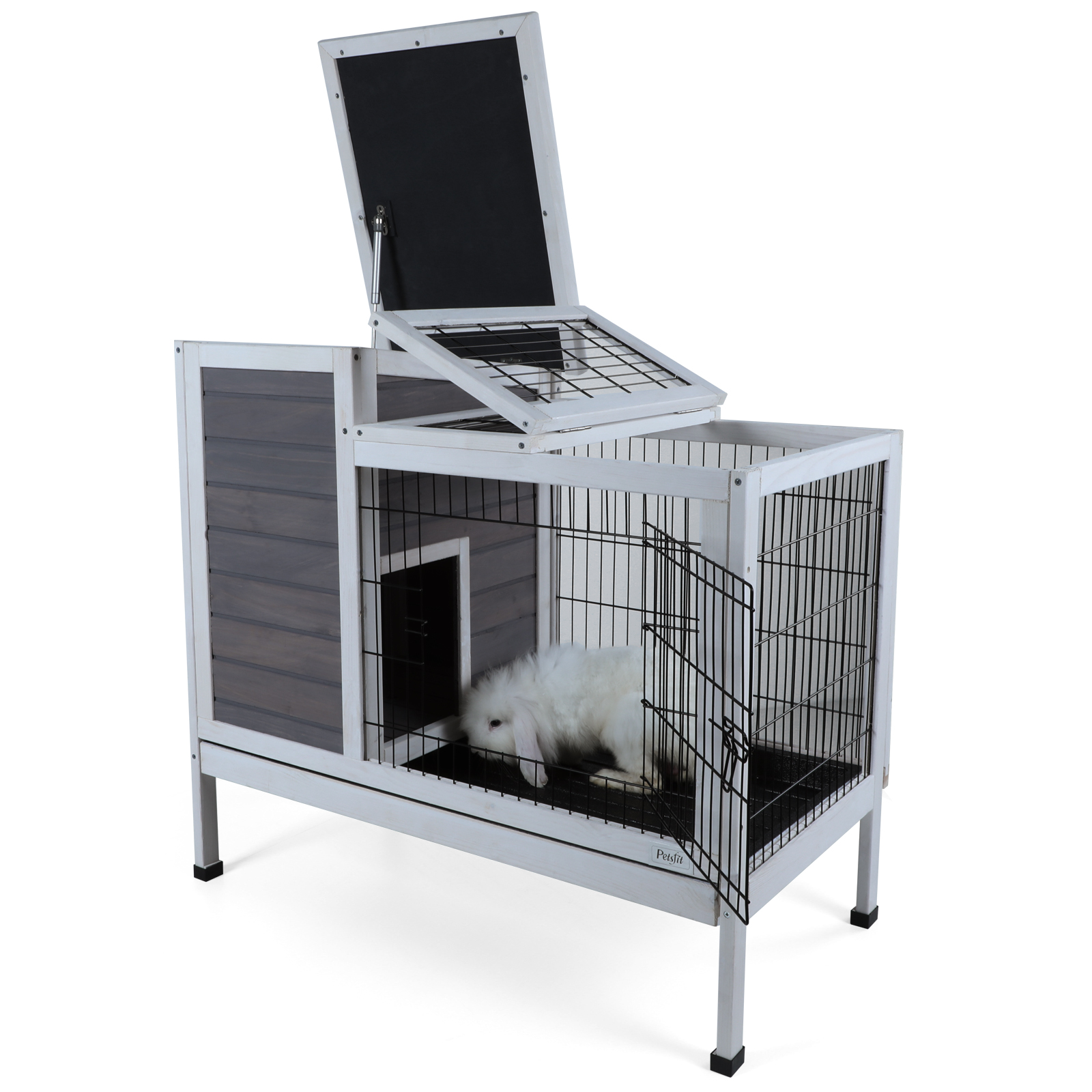 Rabbit Hutch Outdoor Petsfit 42.5 x 30 x 46 inches Bunny Cages 