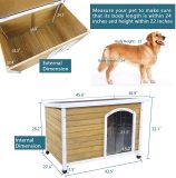 Petsfit Wooden Dog House for Medium to Large Dogs, Yellow and White, large/45.6  x 30.9  x 32.1