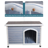 Petsfit Wooden Dog House,Outdoor Pet Kennel, Solid Wood, Weather Proof, Light Grey