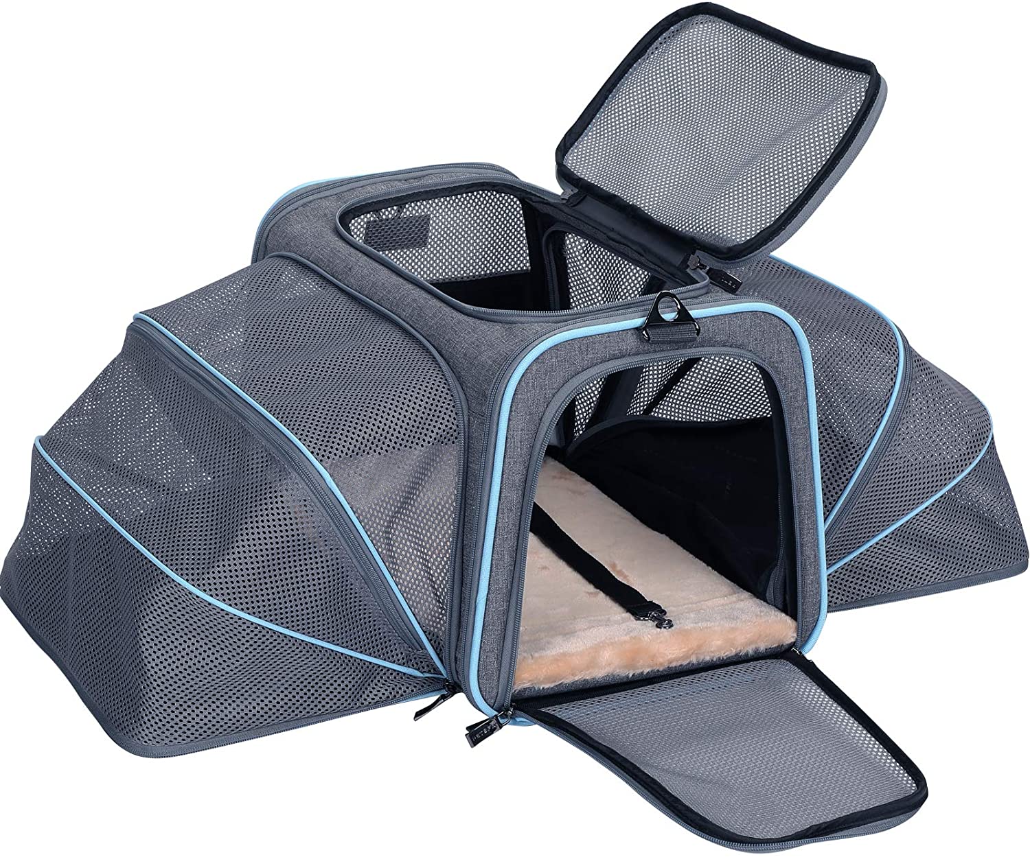 Petsfit Most Airline Approved Cat Carrier Dog Carriers,Large Capacity Lightweight Washable Soft-Sided Pet Travel Carrier for Other Samll Animal with 5-Sided Breathable mesh 