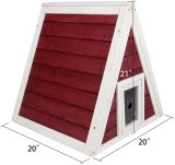 Petsfit Outdoor Triangle Cat House with Escape Door for All Cats (Red)