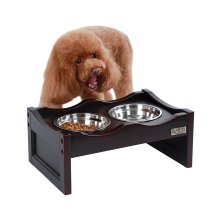 Petsfit Wooden Elevated Dog/Pet/Cat Feeder with 2 Stainless Steel Bowls