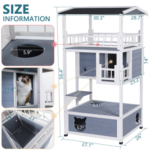 Petsfit Outdoor Weatherproof Cat House, Sturdy and Cute for Play and Hide