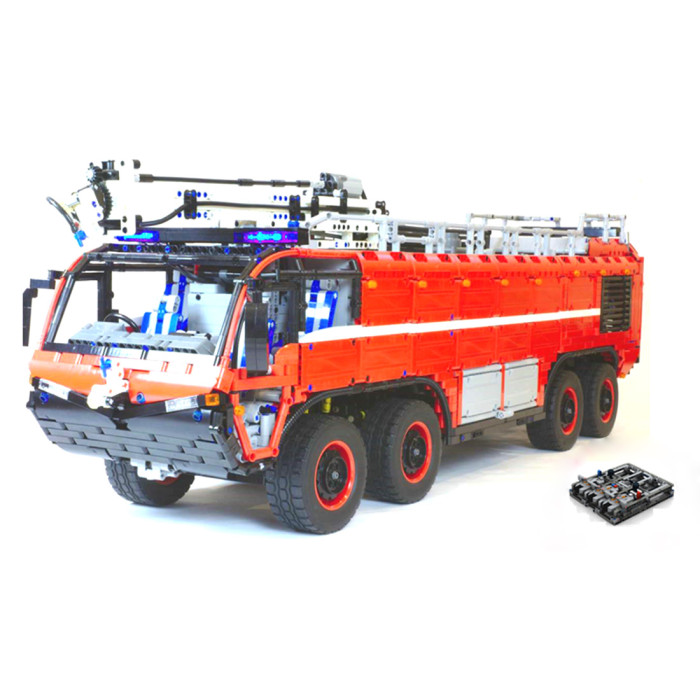 7177Pcs High Level MOC RC Airport Fire Fighting Truck Building Block Model DIY Construction Model with Motor