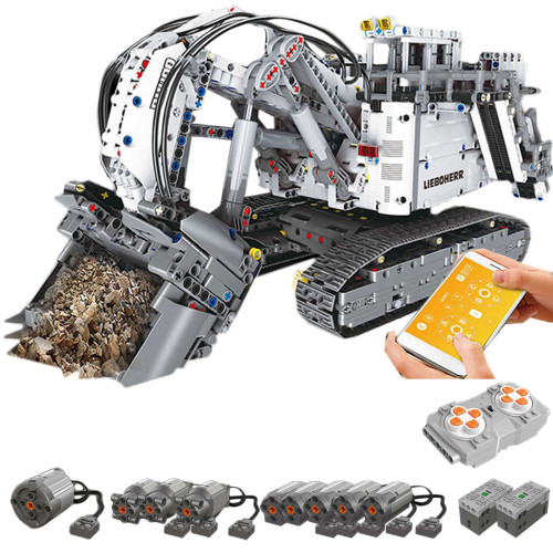4062Pcs 2.4G Liebherr R 9800 RC Excavator Construction Truck DIY Small Particles Building Blocks Toy Set