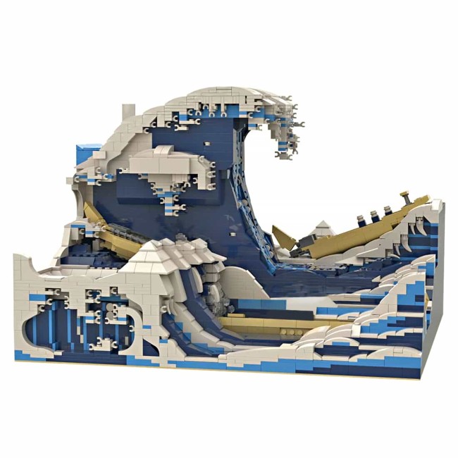 3000Pcs 3D MOC Brick Model, The Great Wave off Kanagawa -Rcfancier
