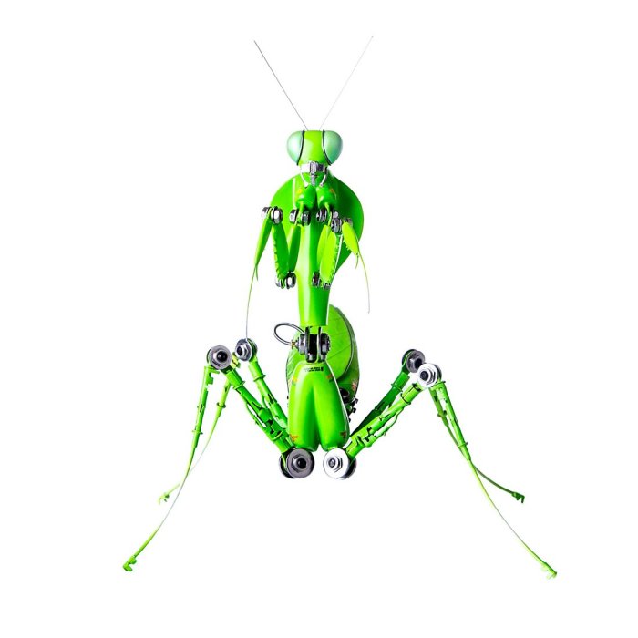 Steampunk Green Metal Mantis Assembled Model Kits 3D Inserct Model Desk Decor Kit