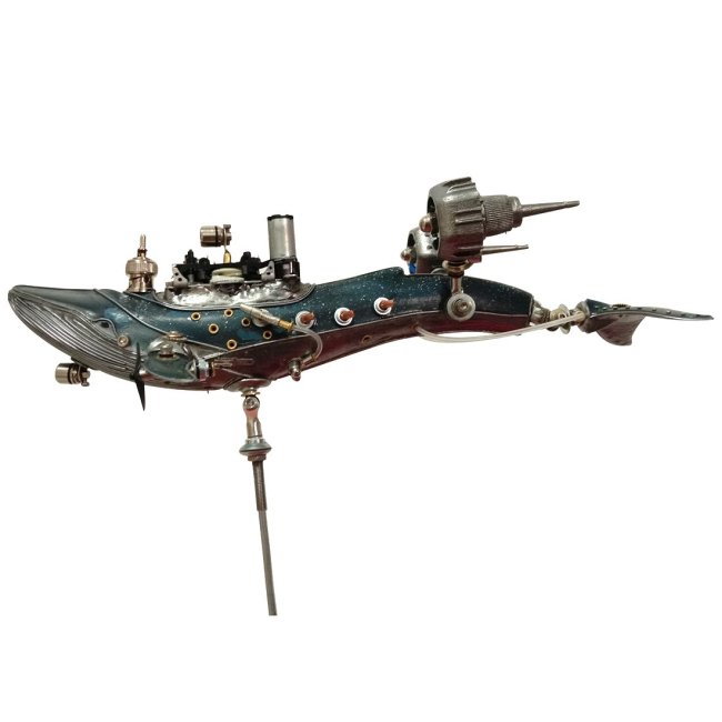 Steampunk Abandoned Whale Warship Metal Assembled Model Kits With Light 3D Handmade Crafts