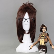 Attack on Titan Hans Zoe 40cm Short Straight Cosplay Wigs for Women Female Fake Hair Anime Universal for Party Brown+ Wig Cap