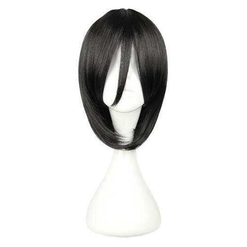 Black Short Bobo Synthetic Hair Attack on Titan Mikasa Ackerman Cosplay Full Wigs For Women's Party Halloween+wig cap