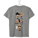 Monkey D Luffy VS Monkey Goku T Shirt Awesome Anime Cool Design T-shirt Dragon Ball Crossover One Piece 100% Cotton Black Tee
