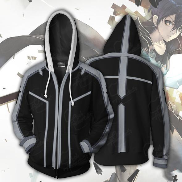 Anime Sword Art Online Kirito Asuna Yuuki Cosplay Hoodies Costumes Men Women Spring Jacket Zipper hoodie coat S-5XL