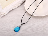 Hot Anime SAO Sword Art Online Metal Necklace Yui's Heart Blue Crystal Pendant Cosplay Accessories Jewelry can Drop-shipping