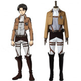 Attack on Titan Cosplay Levi Rivaille Rival Ackerman Costume Shingeki no Kyojin Survey Corps Uniform Adult Men Halloween Boots