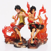 2pcs/set 15cm One Piece DX Luffy Ace Brotherhood Anime Cartoon 2 Years Later PVC Action Figure Toys Battle Ver Model Dolls