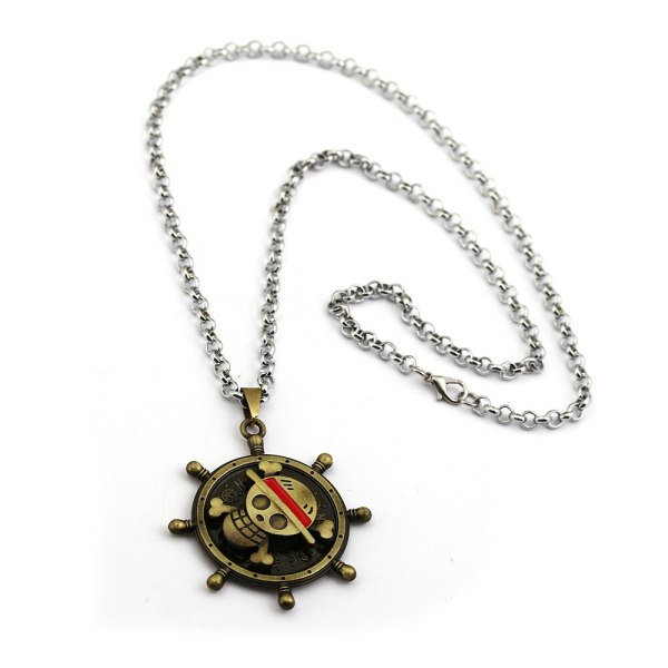 Anime ONE PIECE MONKEY D LUFFY Skull Pendant Rotatable Necklace Pirate Flag Metal Necklace cosplay Anime Gift