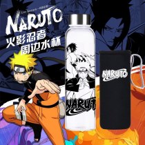 Japanese Anime Naruto Glass Cup Sasuke Cartoon Figure Water Bottle Anime Around