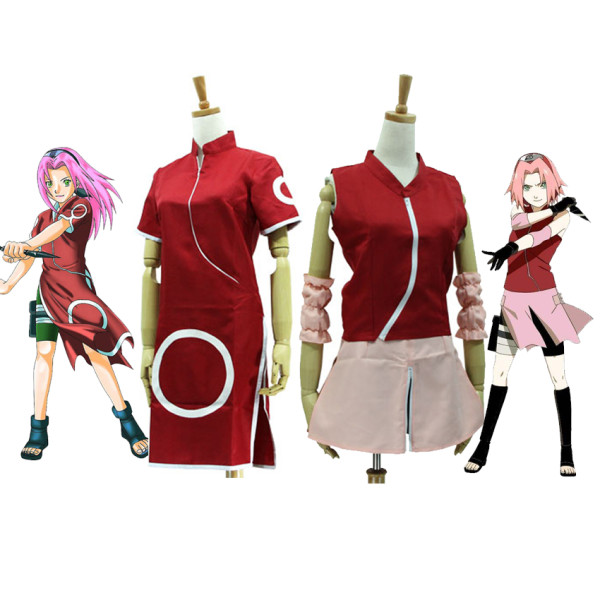Anime Naruto Cosplay Haruno Sakura 1st Generation Cheongsam Dress Costume 2nd Generation Clothing Set