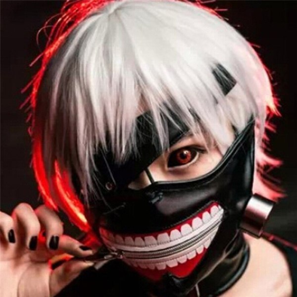High Quality Cosplay  Anime Clearance Tokyo Ghoul 2 Kaneki Ken Mask Adjustable Zipper Masks PU Leather Cool Mask Blinder