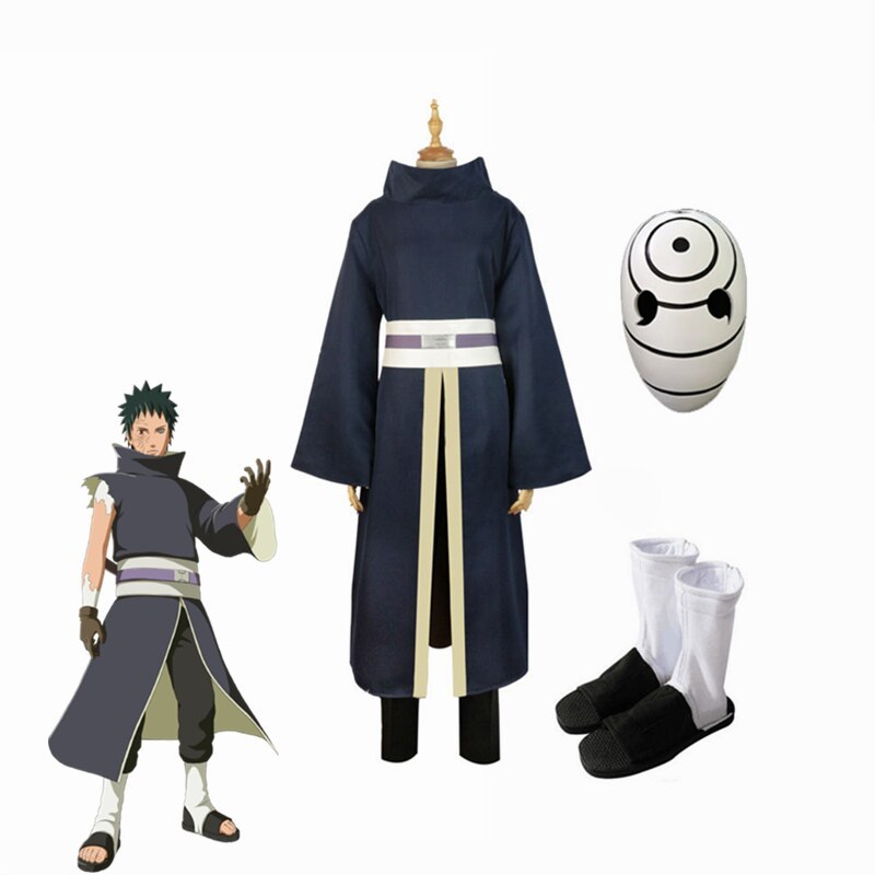 2019 Naruto Costume Uchiha Obito Cosplay Costume Akatsuki Mask Men