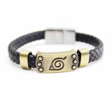 1 pcs Anime Naruto Knit Bracelet Cosplay Costumes Accessories Props Black Punk Fashion Bracelets Konoha Logo Wristband