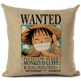 Anime One Piece Wanted Printed Throw Pillow Cover Home Decorative Sofa Coffee Car Chair Cushion Cover Almofada Cojines