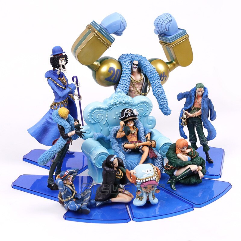 Anime One Piece th Anniversary Luffy Nami Zoro Sanji Usopp Robin Brook Chopper Franky Pvc Figures