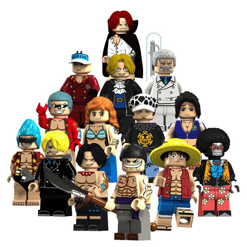 Hot 14pcs Lot One Piece Movies Luffy Sauron Building Blocks Mini