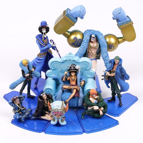 Anime One Piece 20th Anniversary Luffy Nami Zoro Sanji Usopp Robin Brook Chopper Franky PVC Figures Toys 9 Styles 7~27cm