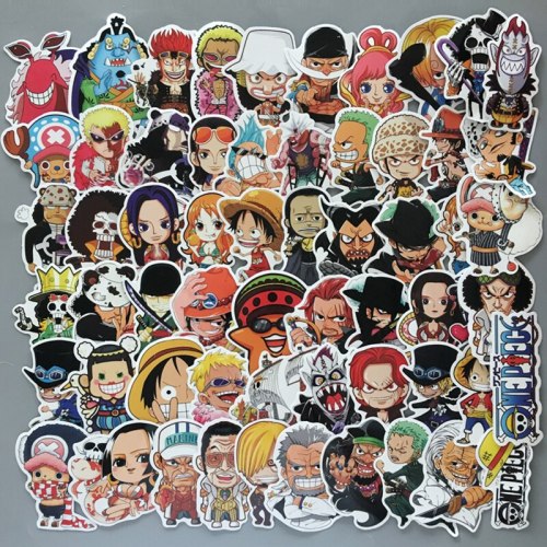 60Pcs/Lot Japanese Anime Funny ONE PIECE Luffy Stickers For Skateboard Luggage Laptop PS4 Sanji Robin PVC Waterproof Decals