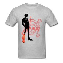 Luffy Skull Logo T-shirt Sanji T Shirt Print Men Anime Tshirt One Piece Custom Grey Clothes Cotton Tee Cartoon Top Drop Shipping