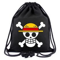Cute Cartoon Canvas Drawstring Bag Japanese Anime One Piece Backpack Bags Gift Kids Students Boy Girl Organizer Drawstring Pouch