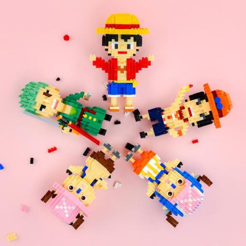 Japan anime one piece micro diamond stack block Monkey D Luffy Portgas Ace Roronoa Zoro TONY Chopper pirate nanoblock brick toys