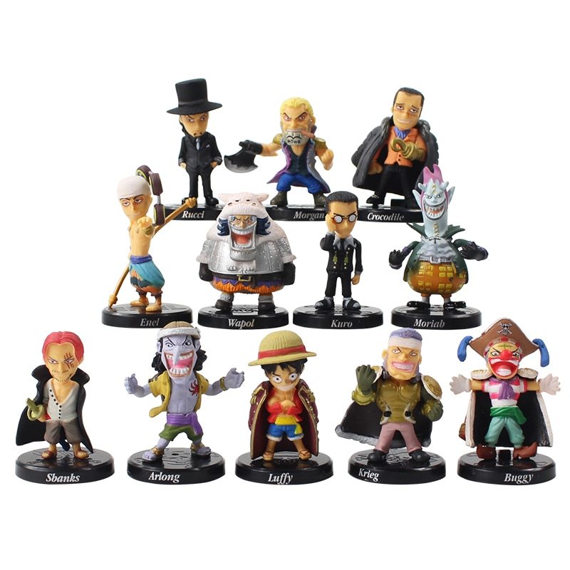 12pcs Lot One Piece Captain Figures Luffy Shanks Enel Crocodile