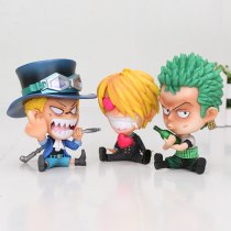 One Piece Roronoa Zoro Vinsmoke Sanji  sabo GK ver. PVC Q Version Action Figure Collection Model Doll Toys