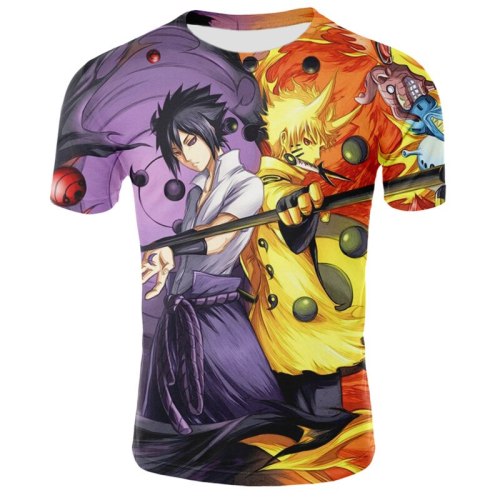 summer hot new t-shirt Naruto cartoon anime character hip hop Harajuku 3D digital printing round neck T-shirt