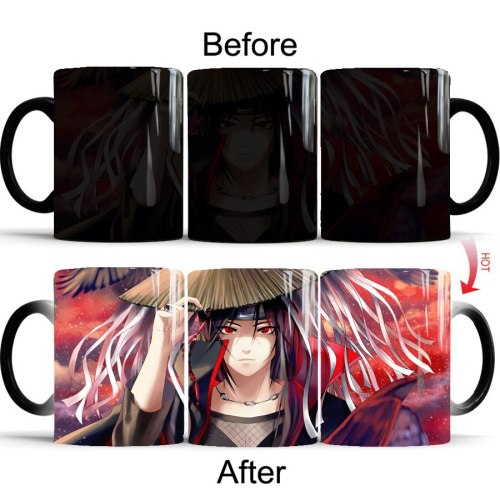 1pcs Uchiha Itachi Color Changing Mug Cool Anime Naruto Heat Reveal Porcelain Coffee Milk Cups Birthday Gift For Boy