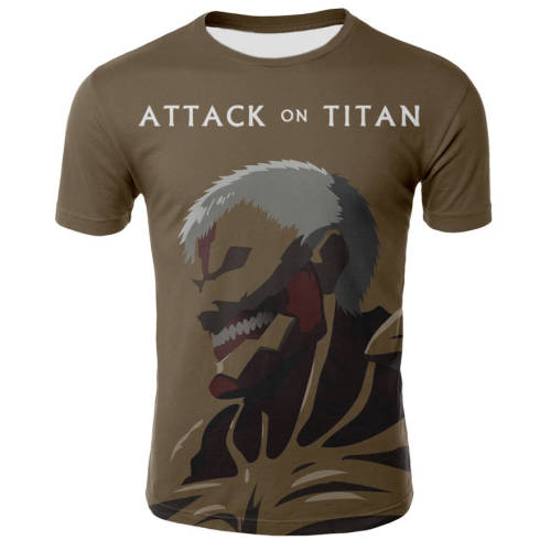 Attack on Titan 3D Short Sleeve Anime tshirt Regular T-shirt Short Sleeve Man Casual Clothes Plus Size
