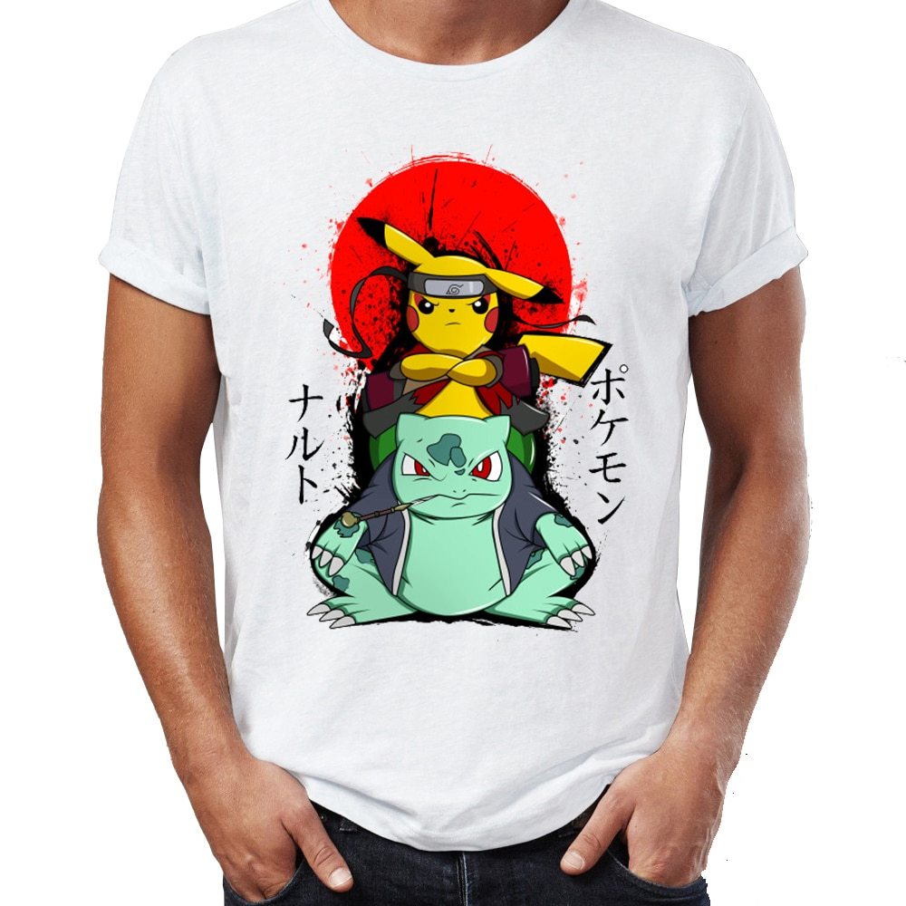 Men S T Shirt Chidori Sasuke Naruto Pikachu Pokemon Awesome Artwork Drawing Printed Tee