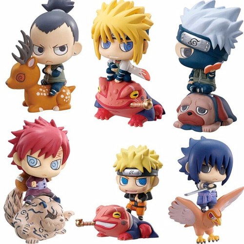 6pcs/set Naruto Sasuke Uzumaki Kakashi Gaara Action With Mounts Figures Japan Anime Collections Gifts Toys #E