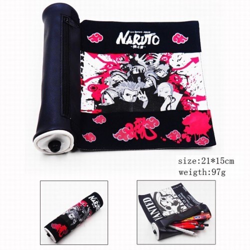 Anime Cartoon Naruto Akatsuki Scroll Pen Case Pencil Bag Canvas Student Stationary Bag B Collectible