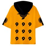 Naruto clothes Uzumaki Naruto cos hot short-sleeved hooded T-shirt unisex couple parent-child role-playing cosplay