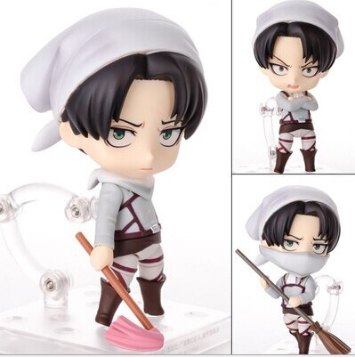 NEW hot 10cm Attack on Titan Levi Rivaille Rival Ackerman mobile cleaner Action figure toys doll collection Christmas gift