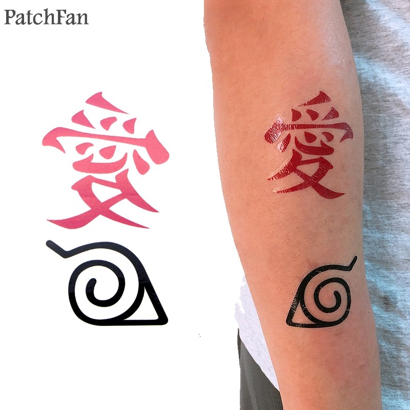 2pcs Set Patchfan Naruto Diy Cool Temporary Body Art Tattoo Sticker For Women Men Diy Makeup