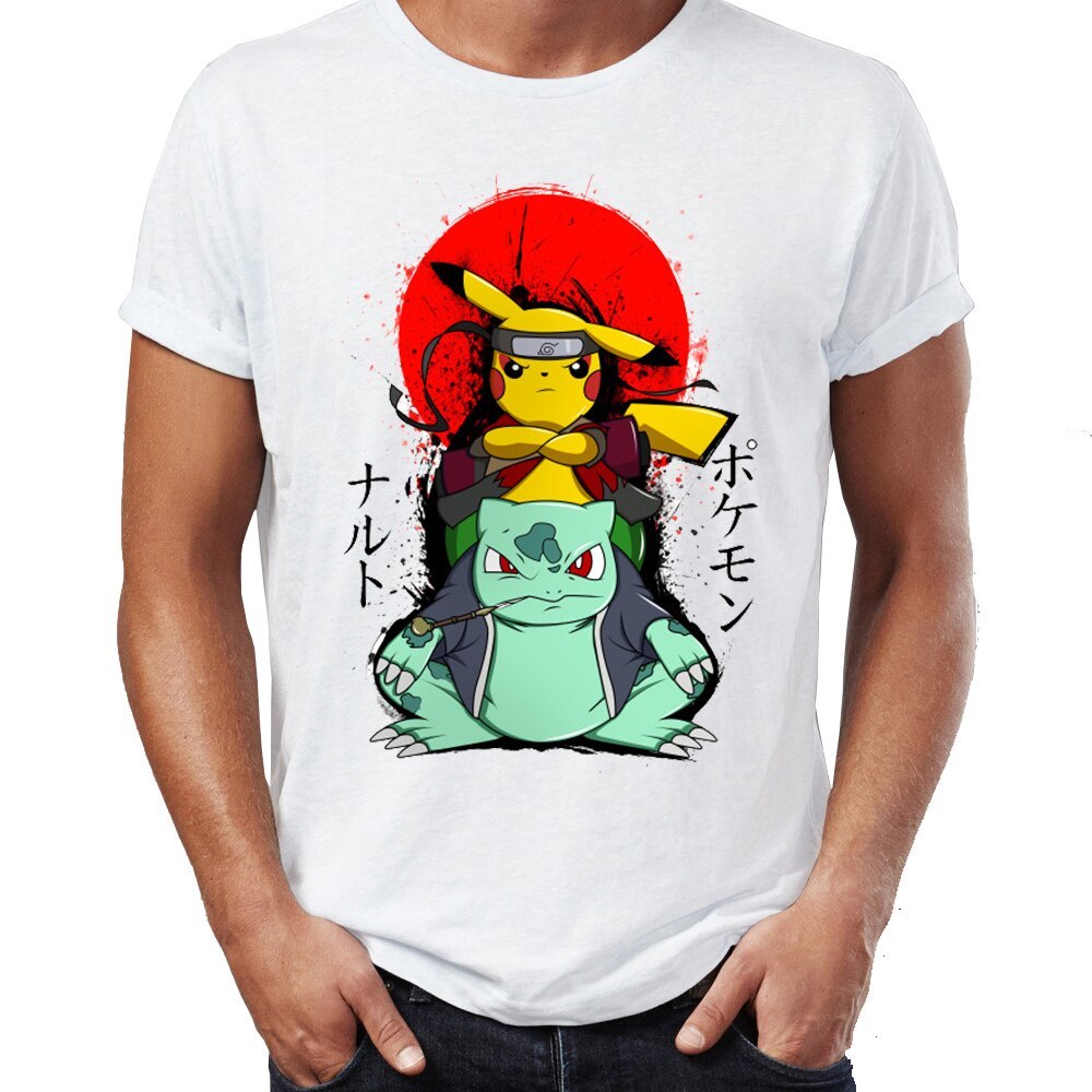 Men S T Shirt Chidori Sasuke Naruto Pikachu Pokemon Awesome Artwork Drawing Printed Tee