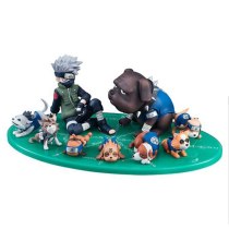 9pcs/set Naruto Shippuden Figure Hatake Kakashi Eight Ren Dogs PVC Action Figures Collectible Model Toy Gift